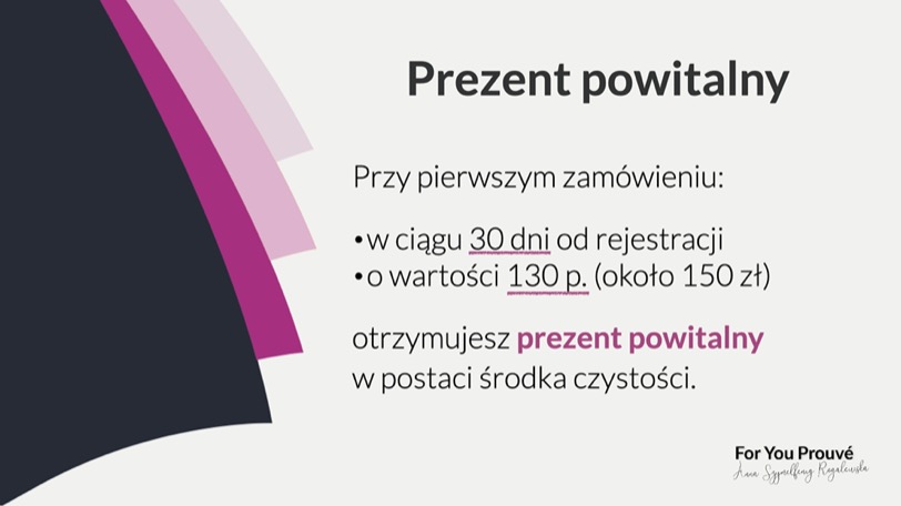 Slajd 16 Prezent powitalny. Przy pierwszym zamówieniu dostajesz środek czystości